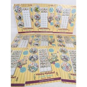 9 Happy Alphabet Series Tiny Modernist Cross Stitch Pattern Complete Set